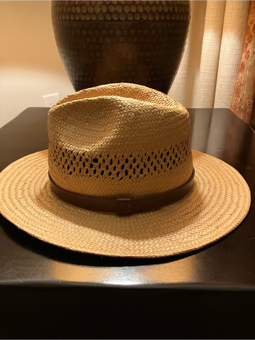 Brixton Natural Straw Fedora with Brown Band
